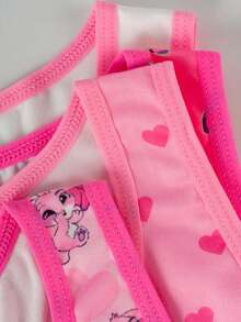 4pcs/8pcs Young Girls Rabbit & Heart Print Cute Simple Sweet Basic Camisole + Briefs Set, Suitable For Inner & Outer Wear - Multicolor - View 6