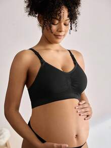 Moonlight&Mama Bộ 2 áo ngực bà bầu liền mạch màu trơn tối giản, chất lượng cao, tiết kiệm chi phí, thoải mái cho phụ nữ mang thai - Nhiều màu - Xem 8