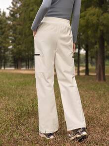 In My Nature Quần đi bộ đường dài màu trơn có túi xếp ly thông thường dành cho nữ - trắng - Xem 8