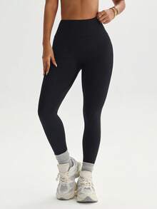 Dewbera Women's Yoga Outdoor Fitness Gym Leggings, Tight Fit With Flattering Wide Stripes - Black - View 5