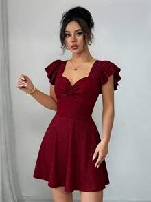 GlowEve Women's Elegant Sexy Shiny Mini Dress - Red - View 4