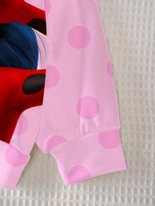 Miraculous Ladybug X SHEIN 少女卡通人物图案圆领卫衣，秋季休闲款 - 白色 - 查看 5