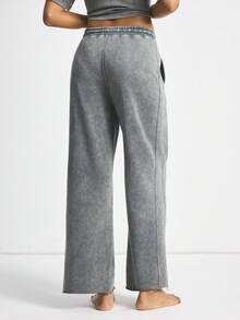 Ocili 女士休闲舒适水洗复古波西米亚宽松秋冬纯棉抽绳睡裤，时尚秋季家居服下装 - 黑色 - 查看 3