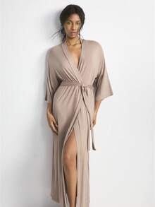 Ocili 女士休闲睡袍 - 卡其色 - 查看 8