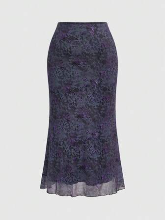 Hippie Gonna a sirena floreale elegante e versatile per feste e vacanze, taglie comode