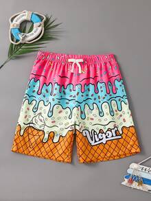 SHEIN Quần bơi in họa tiết kem mùa hè hoạt hình dễ thương cho bé trai, đồ bơi, thường ngày, sinh viên, thoải mái, thời trang, đa năng, mềm mại, thích hợp cho các hoạt động ngoài trời, lễ hội âm nhạc, ngày lễ, kỳ nghỉ ở bãi biển, không khí mùa hè, lễ hội, trang phục xuân/hè - Nhiều màu - Xem 8