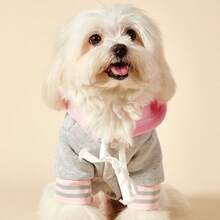 PETSIN 1pc 23 Letter Printed Pet Coat, Gray And Pink, Thick And Warm Pet With Hat - Multicolor - View 5