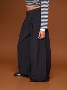 COUREZ 低腰宽松滑板裤，细条纹设计，Y2K街头风，可爱宽松秋冬假日新年女装，优雅百搭。 - 寶藍色 - 查看 6