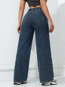 Jeanoix Jeans amples et larges décontractés, polyvalents et simples pour le quotidien et les déplacements, tailles grandes - Jean brut - Voir 2