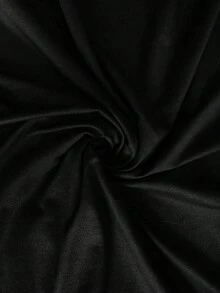 SHEIN Elenzya 女士休闲纯色弹力腰带系带袖口长袖A字连衣裙，秋季款 - 黑色 - 查看 3