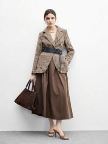 CUCCOO BIZCHIC 女士金属装饰镂空时尚日常穿搭高跟凉鞋 - 棕色 - 查看 10