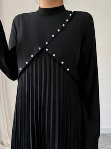 Elenzga Blouse femme à col montant croisé avec plis bouffants en forme de A, automne/hiver