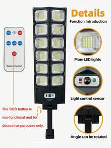 8000W 太阳能户外路灯 - 6500K 太阳能停车场灯商业黄昏到黎明，双排 12 网格 504 LED 庭院壁灯，重型分体式 LED 太阳能路灯遥控器，庭院/车道太阳能路灯人体感应路灯，超亮自动感应太阳能路灯适用于街道、庭院、车库入口等。