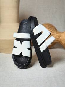 SHUZIA Dép quai hậu hở lưng bằng da giả màu trắng PU - trắng - Xem 2