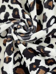 Elamini Chaqueta con capucha de mujer con estampado de leopardo, parches de terciopelo y contraste de color en el cuello de piel - Multicolor - Ver 5
