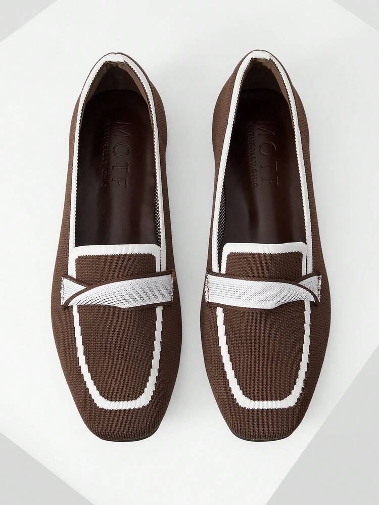 FEMMES CHAUSSURES PLATES À BOUT CARRÉ AVEC BORDURE CONTRASTÉE