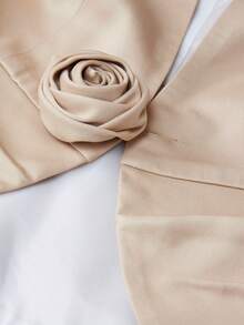 EMERY ROSE Blazer decorativo floral 3D feito à mão, de cor sólida, versátil e com estilo europeu e americano, adequado para uso diário, outono/inverno - Caqui - Visão 7