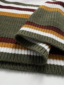 Maweii Váy dệt kim không tay cổ bẻ kẻ sọc ôm sát cỡ lớn dành cho nữ - Nhiều màu - Xem 8