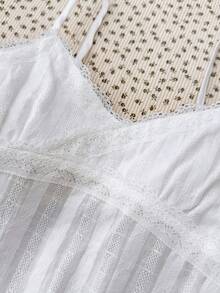 SHEIN Tween Girls Elegant Solid Color Lace Trim Camisole, Suitable For Summer, Vacation, Casual, - White - View 4