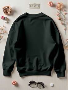 Sudadera mujer dama cuello redondo Y2K con Logo de moda trendy degradado Casual de Invierno para Entrenamientos, Fiestas y Uso Diario - Negro - Ver 2