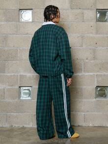 PAVTROS Men's Plaid & Letter Print Long Sleeve Shirt And Pants Casual Suit Men 2 Piece Set Street Men 2 Piece Set Men 2 Piece Set Spring Fall Academia Clothes Men Coord Set Men - Multicolor - View 2