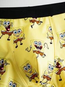 SpongeBob SquarePants | SHEIN Men's Comfortable Cute Soft Cartoon Pattern Trunks - Multicolor - View 6
