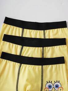 SpongeBob SquarePants | SHEIN 男童卡通图案舒适时尚泳裤 - 黃色 - 查看 8