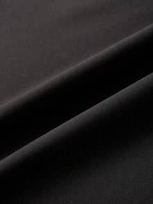 GlowEve CURVE 女士几何印花拼接面料交叉V领腰部金属扣装饰A字长袖连衣裙，春秋季 - 黑與白 - 查看 7