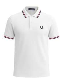 Fred Perry Men's Polo Shirt White - Snow White/Burnt Red/Navy - View 1