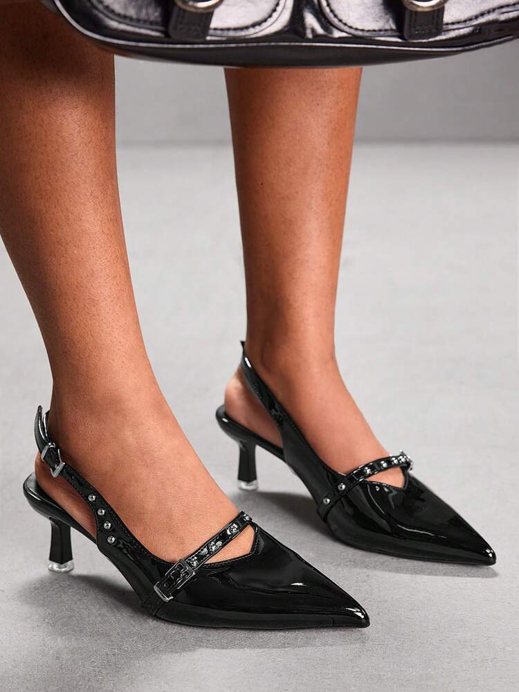 CUCCOO SZL Women's Fashion Versatile Minimalist Pointed Toe Buckle Pumps For Christmas