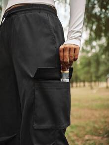 In My Nature 女士户外运动休闲印花口袋徒步裤 - 黑色 - 查看 5