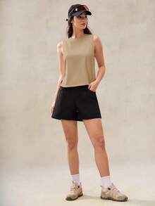 OutZeal 女士运动背心 日常健身上衣 夏季柔软莫代尔混纺弹力弧形下摆 - 杏色 - 查看 5