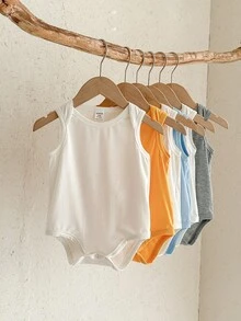 SHEIN 6pcs/Set Newborn Unisex Baby Solid Color Knitted Sleeveless Bodysuit Set Unisex Baby Clothes Baby Neutral Clothes Baby Summer Clothes Bodysuit - Multicolor - View 3
