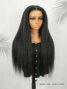 Long Kinky Straight All Ready Wig Pre Bleached Pre Plucked Pre-Cut Lace Melting Lace Front 6x4 Glueless Closure Wig Real Human Hair 9AM HAIR - SNatural - View 4