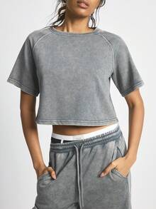 Ocili 女士休闲水洗复古波西米亚宽松秋冬纯棉套头中袖睡衣上衣，时尚秋季家居服 - 黑色 - 查看 6