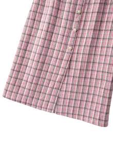 GlowEve CURVE Plus Size Women Wool Blend Button Decor Pencil Skirt - Pink - View 5