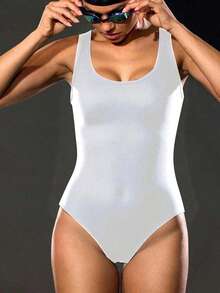 Swim Nautrix 1pc Women's Sexy One-Piece Racing Swimsuit, Black - White - View 3