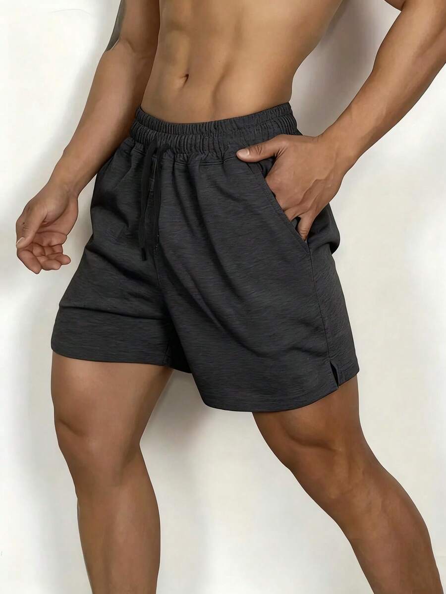 Manfinity Sport Corelite Quần short thể thao nam, dây rút co giãn, thích hợp cho chạy bộ, tập luyện, hoạt động ngoài trời, phong cách thường ngày, chất liệu nhẹ. - Màu xám đen - Xem 1
