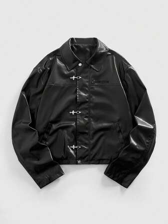 Street Life Giacca in pelle da motociclista con colletto per uomo