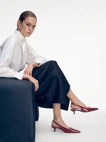 Mnmlis Zapatos planos elegantes y minimalistas de tacón bajo para mujer - Burdeos - Ver 3