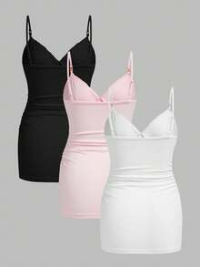 Modmama 孕妇纯色蕾丝拼接褶皱修身吊带背心 - 彩色 - 查看 2