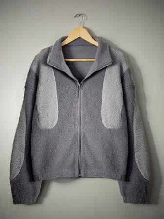 Manfinity Hypemode 男士夹克外套，撞色仿羊羔绒领，休闲学院风，适合约会、摄影、上学、通勤等场合，优雅男士服饰，冬季款