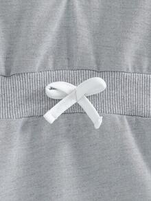 Genkimix Kids 年轻女孩休闲运动风格半拉链插肩长袖连帽宽松连衣裙 - 灰色 - 查看 4