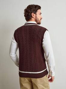 Manfinity CityGents Men's Casual Contrast Trim Knit Vest, Autumn/Winter