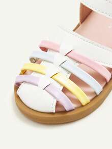 Cozy Pixies 1双夏季白色拼接彩色装饰公主风休闲度假平底软底可爱婴儿凉鞋 - 白色 - 查看 8