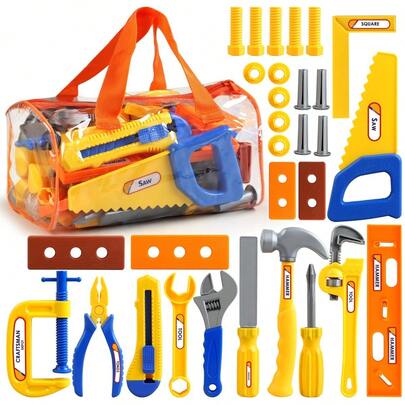 MINKOJA 10/19/30件套儿童过家家工具箱套装，含螺丝刀，逼真工具玩具，适合男孩女孩的互动游戏套装，生日礼物，适合3岁以上儿童