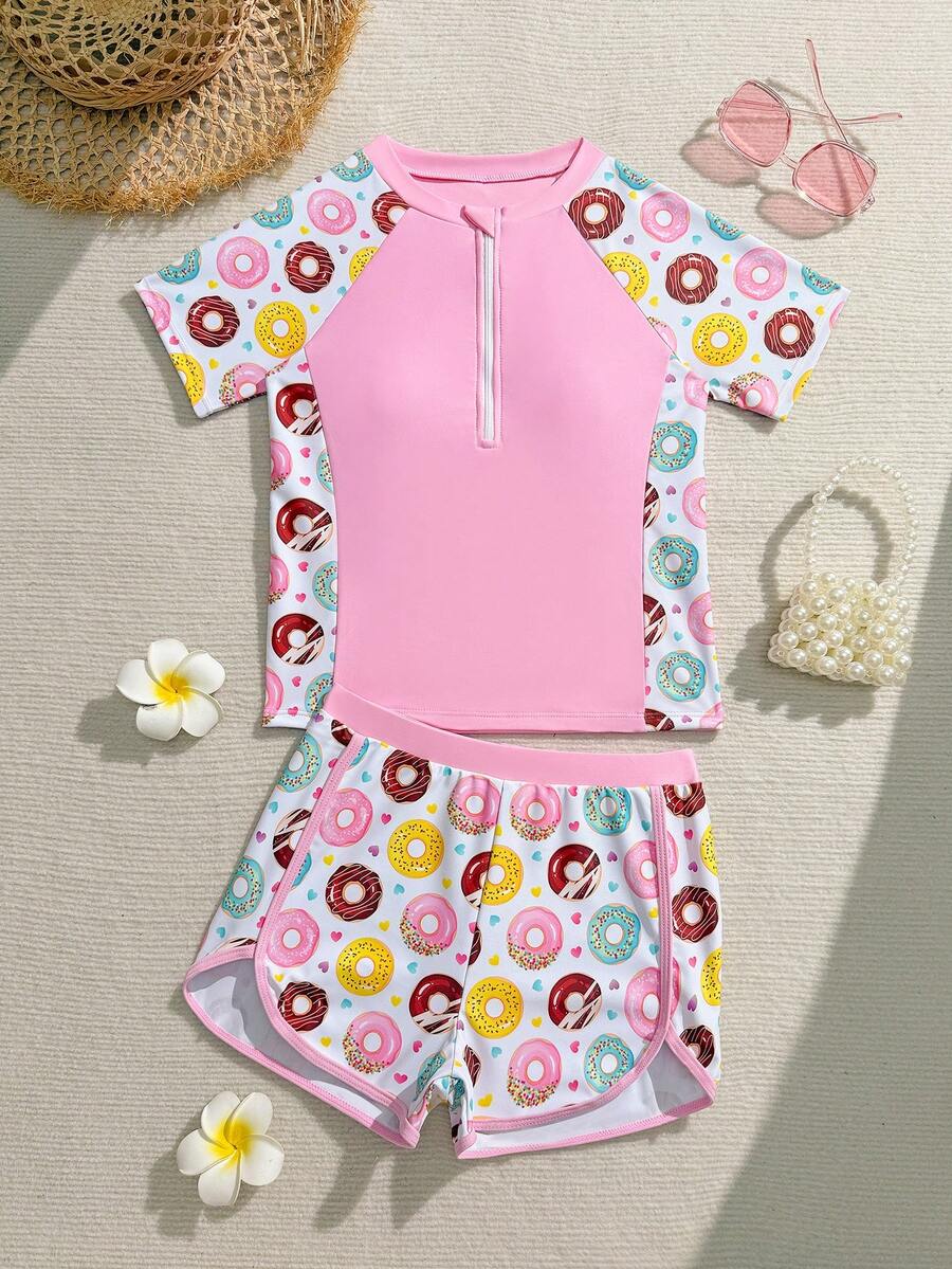 SHEIN Girls Swimsuit Rash Guard Sets 2 Pieces Girls Bathing Suit UPF 50 ...