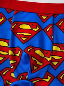 SUPERMAN X SHEIN Young Boy 1pc Superhero Allover Print Trunks