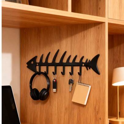 Joivida Iron Fishbone-Shaped Decorative Hook, Suitable For Gardens, Courtyards, Outdoor Decoration, Specialty Goods, European Country Style(Manual Measurement, Slight Size Error)