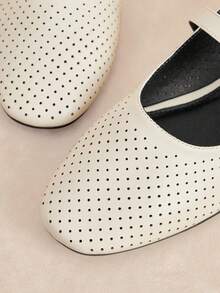 Rosivie 女士黑色芭蕾平底鞋，春秋季时尚鞋 - 米色 - 查看 5